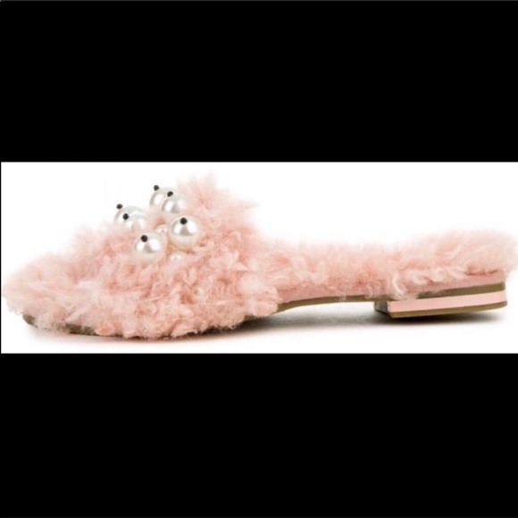CAPE ROBBIN FURRY MAUVE PEARL SLIDE SANDAL - Picture 4 of 7